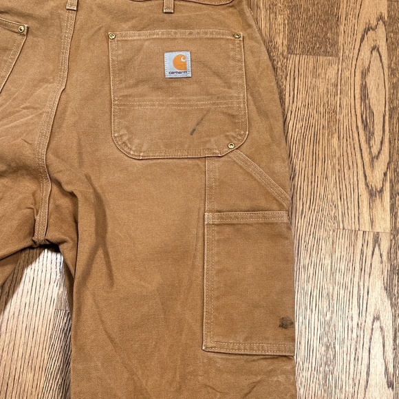 Carhartt B01-BRN Made in USA Loose Fit Duck Double Knee Dungaree Pants Mens 36 - Picture 7 of 12